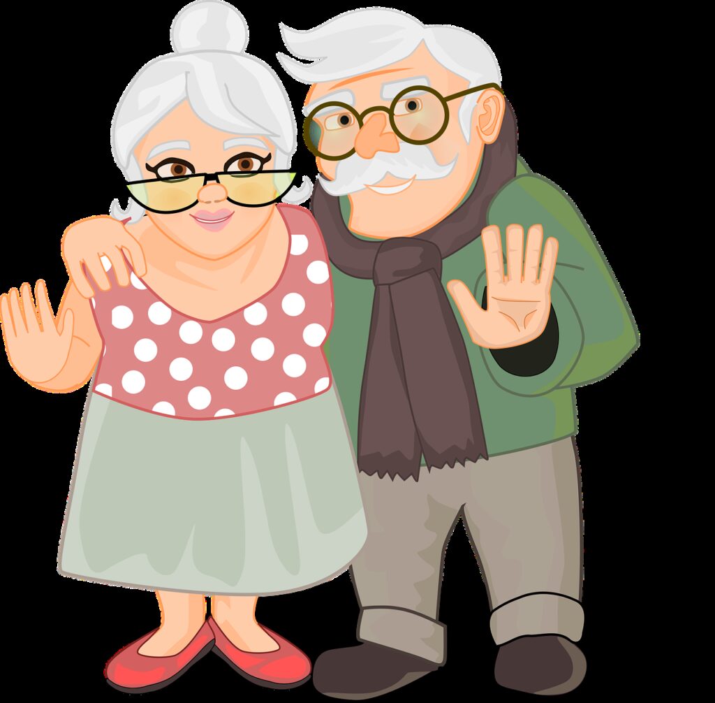 elderly, couple, grandparents