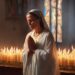 spiritual birthday celebration woman praying church candles