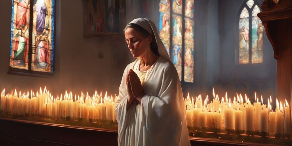 spiritual birthday celebration woman praying church candles