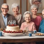 elderly couple celebrating 60th anniversary with family