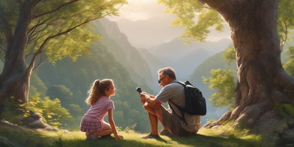 father and daughter bonding in nature