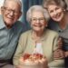 elderly couple celebrating 65th anniversary with family