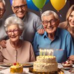 elderly person birthday celebration with family and friends