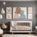 newborn baby with parents modern cozy nursery